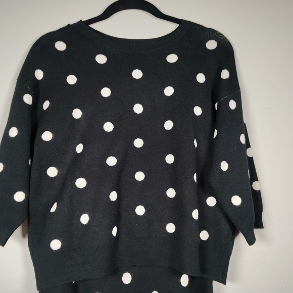 Victor Glemaud Sweaters - Victor Glemaud Polka Dot Sweater Blouse in Black With White Polkadots Size M